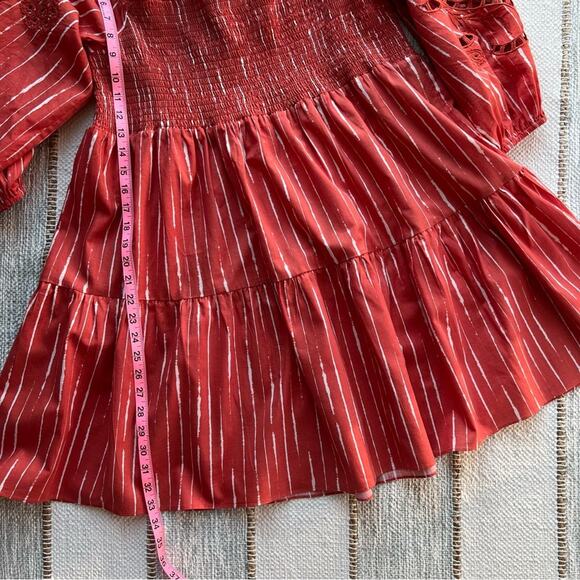 Sachin & Babi Lola Striped Orange Shibori Puff Sleeve Mini Dress Women’s Small - Picture 5 of 8